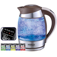 TODO 1.8L Glass Cordless Kettle Electric Blue Led Light Keep Warm 360 Jug Brown