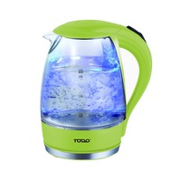 TODO 1.7L Glass Cordless Kettle 2200W Blue Led Light Kitchen Water Jug Green