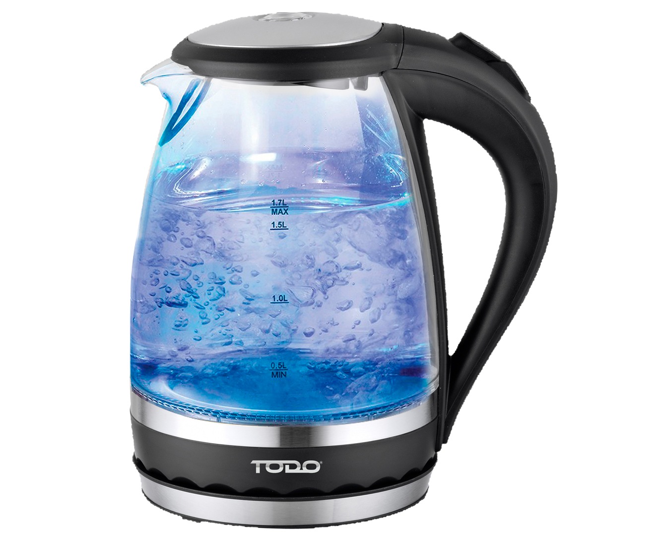 TODO 1.5L GLASS CORDLESS KETTLE ELECTRIC BLUE LED LIGHT 360 CLEAR JUG