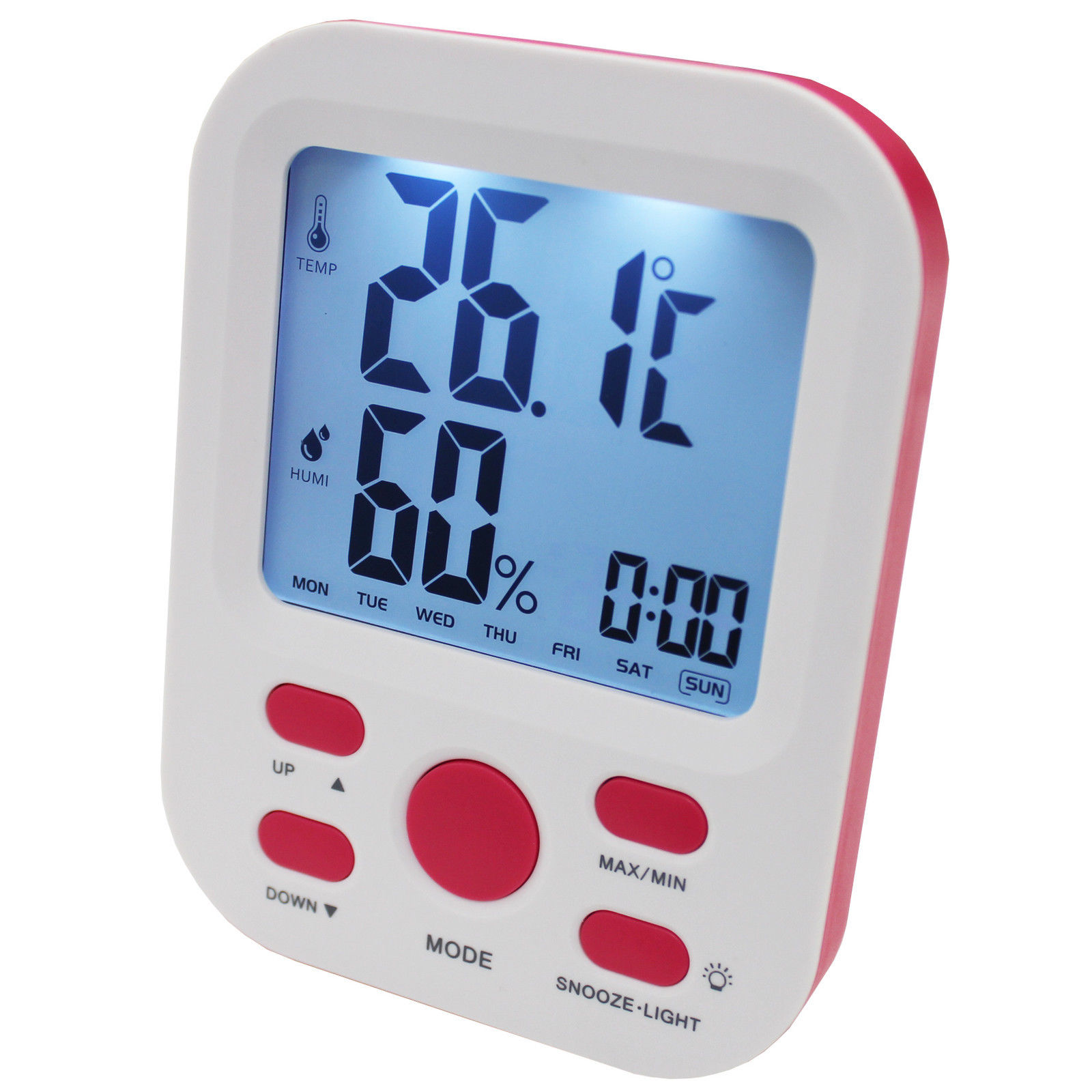 ELECTRONIC DIGITAL THERMOMETER HYGROMETER ALARM CLOCK LCD DISPLAY °C/°F