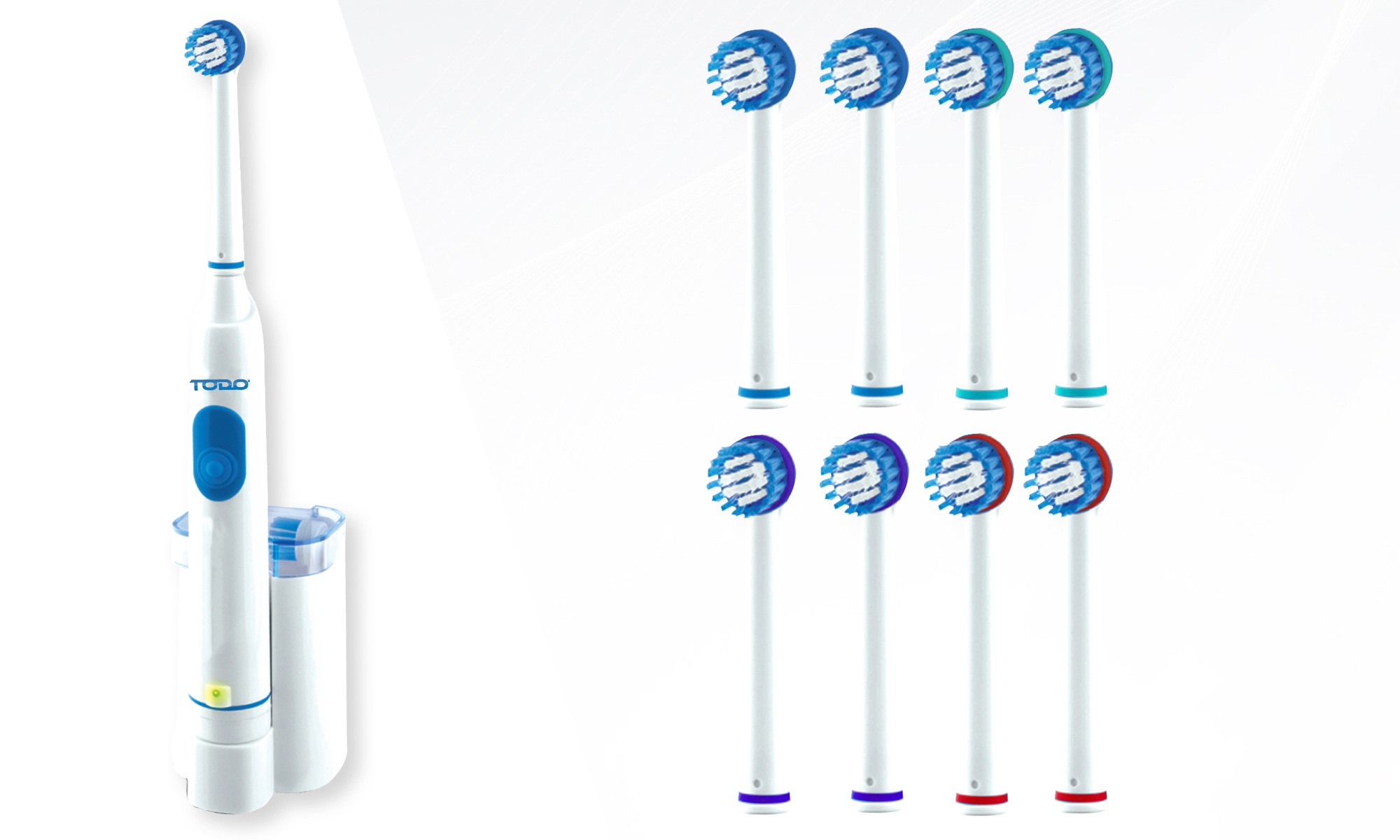 Rechargeable Electric Toothbrush Oscillating 8X Replacement Brush Heads