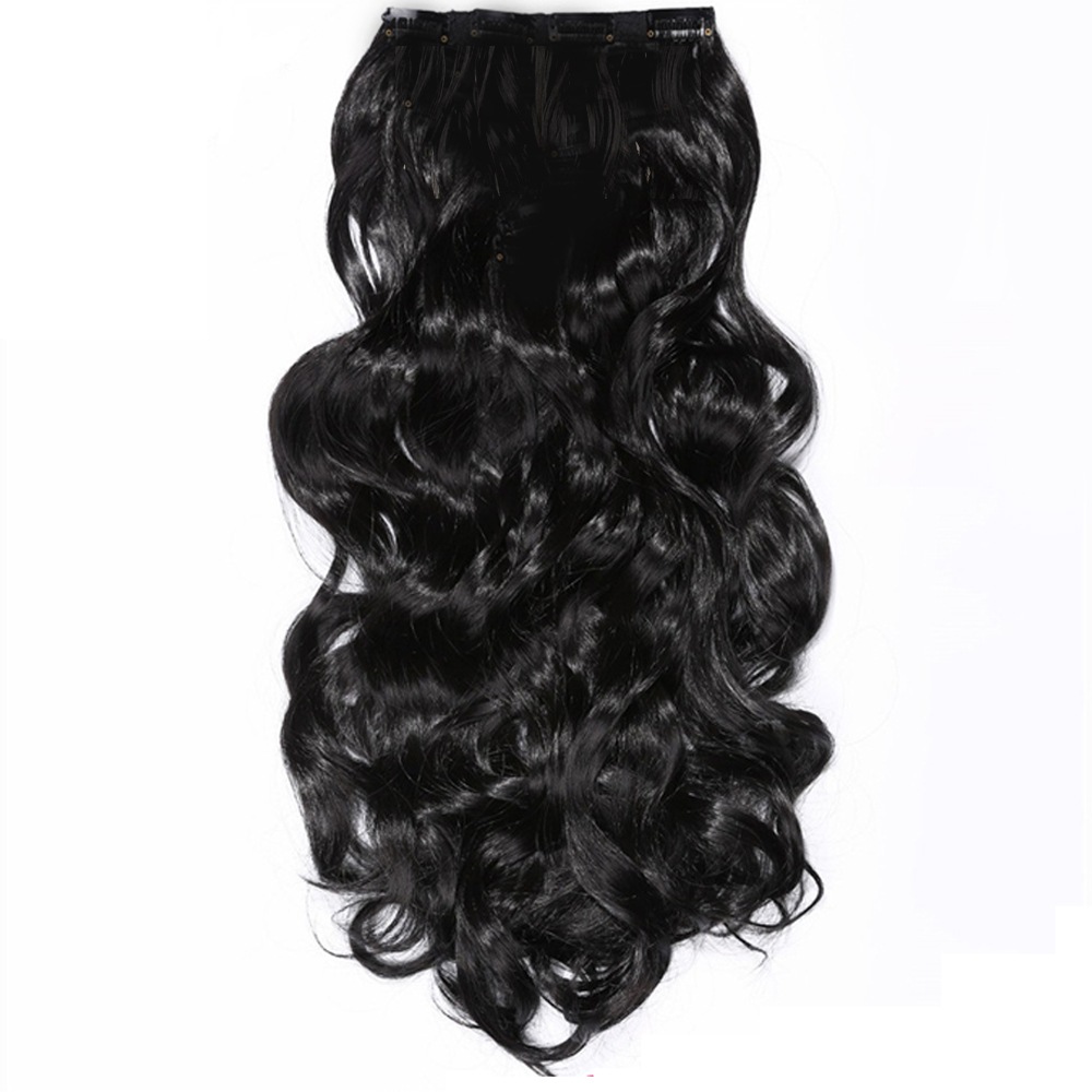 Thick Black High Grade Synthetic Wavy Curly Hair Clip In Hair