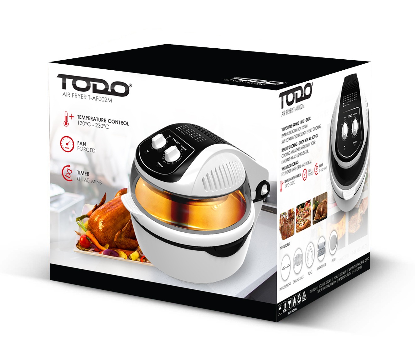 TODO Air Fryer 10L 1400W Convection Oven Rotisserie Multifunction