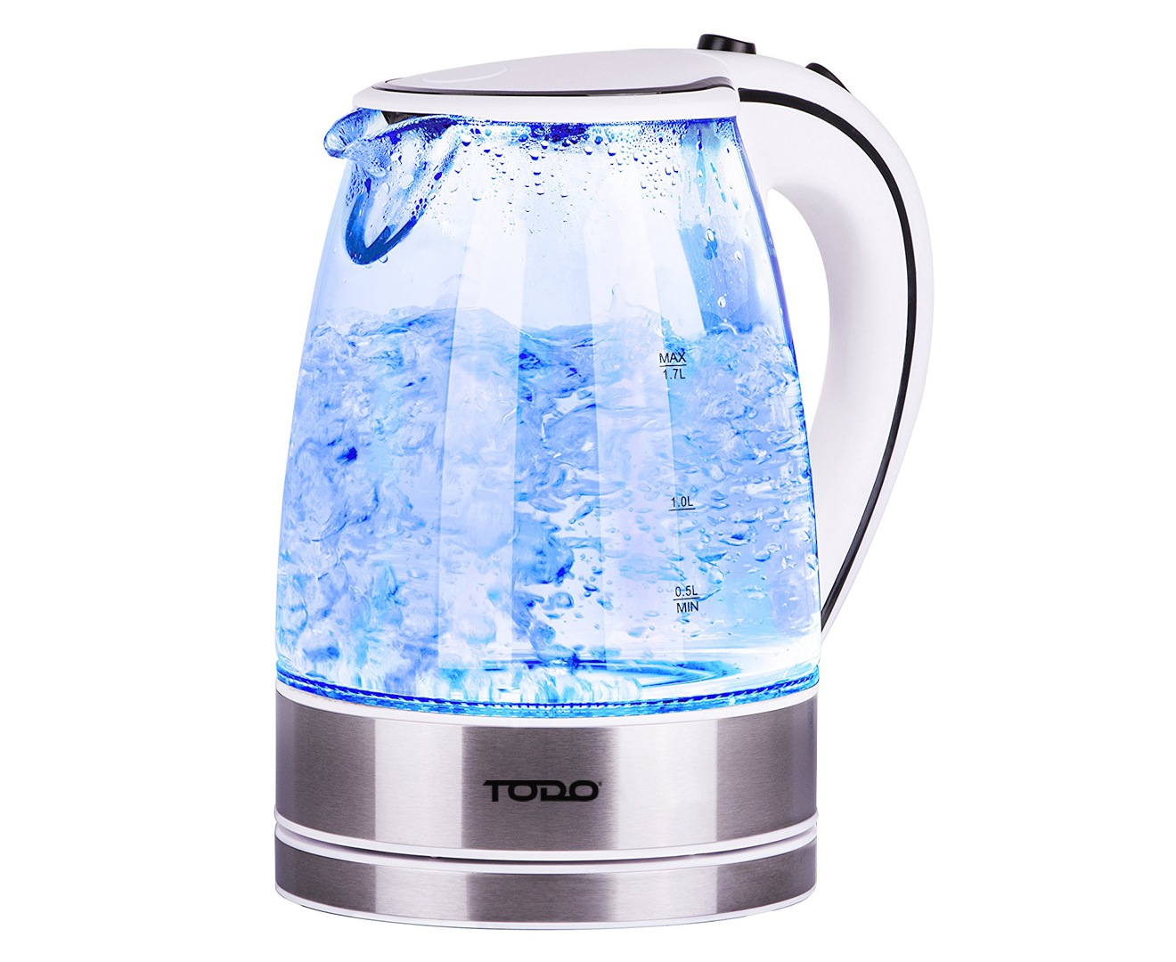 TODO 1.7L GLASS CORDLESS KETTLE 2200W BLUE LED LIGHT ELECTRIC WATER JUG