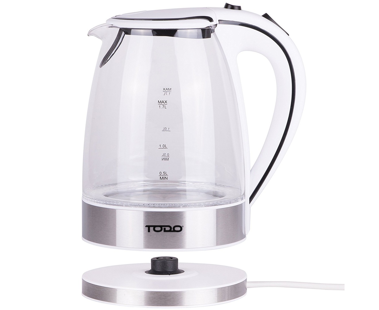 TODO 1.7L GLASS CORDLESS KETTLE 2200W BLUE LED LIGHT ELECTRIC WATER JUG