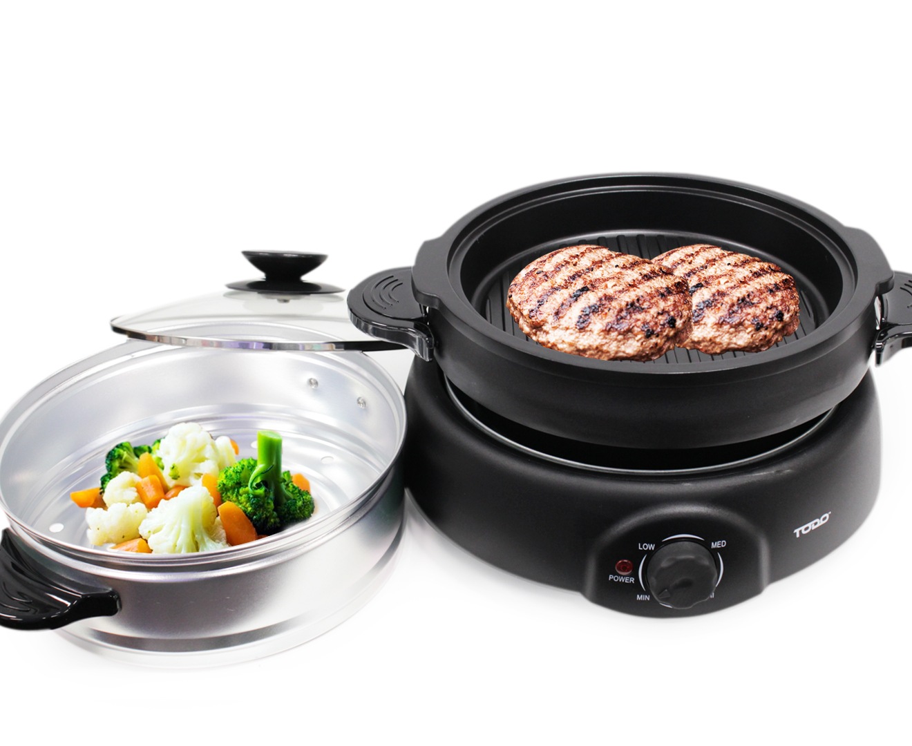 TODO MultiFunction Cooker Boil Steam Grill Tray 4 Power Levels Xj