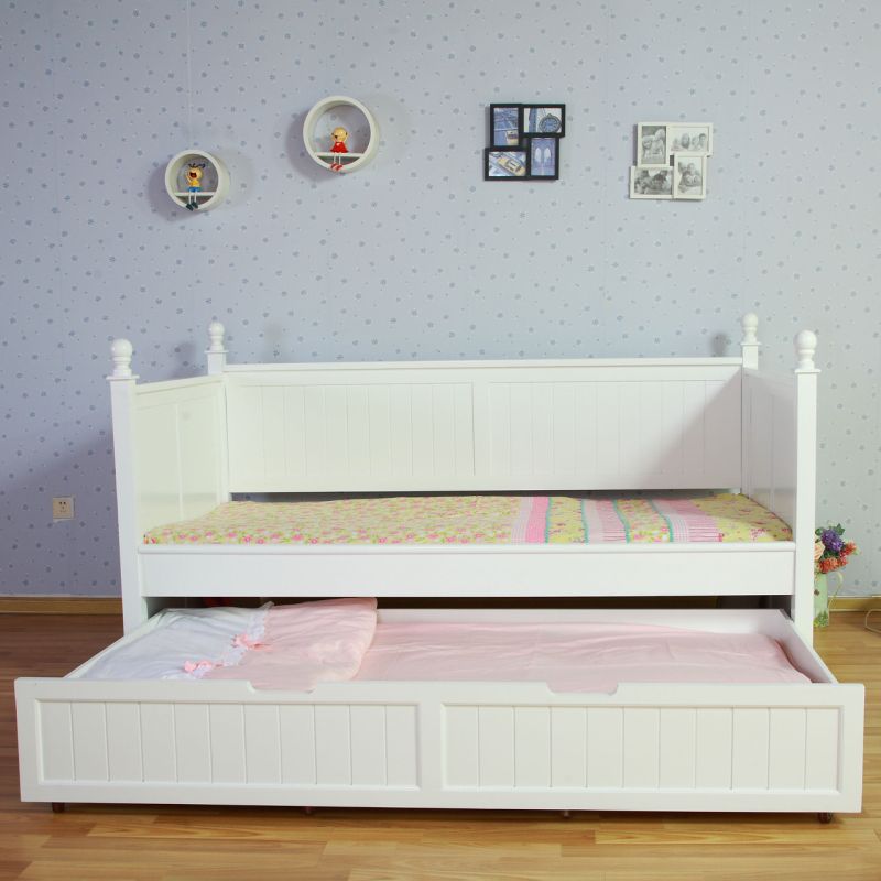 Kids Princess Single Bed Frame w/ Trundle in White | Buy ...