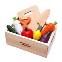 ALL 4 KIDS 9 Pcs Kids Wooden VEGETABLE Fruit Cutting Kitchen Cooking SET