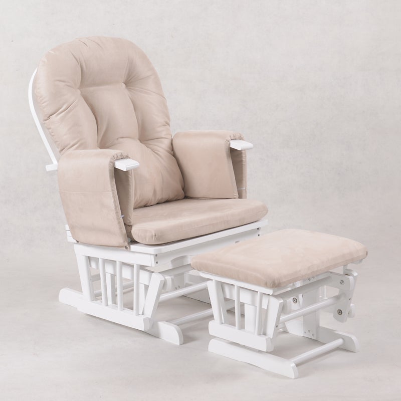 Joy Baby Breast Feeding Glider Rocking Chair With Ottoman White