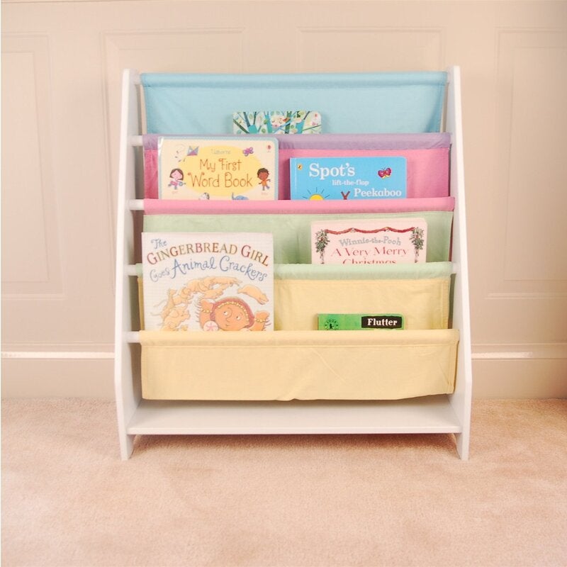 All 4 Kids White Kids Wooden Canvas Sling Magazine Bookcase Buy