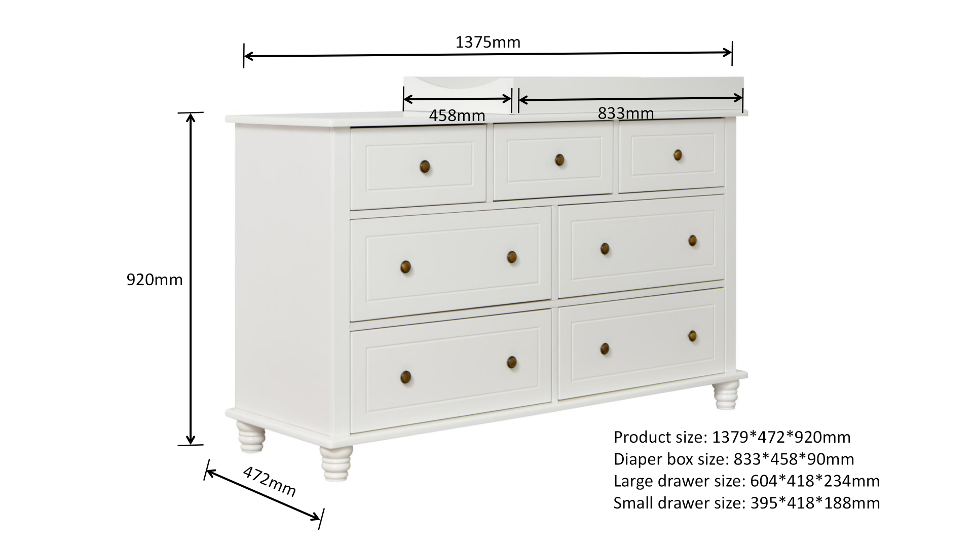 small changing table with drawers