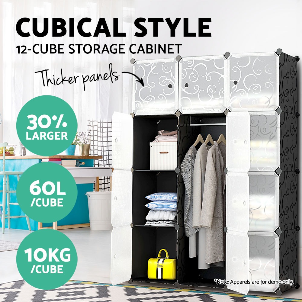 Cube Storage 12 Cubes DIY Shelves Cupboard Wardrobe Shoe Shelf