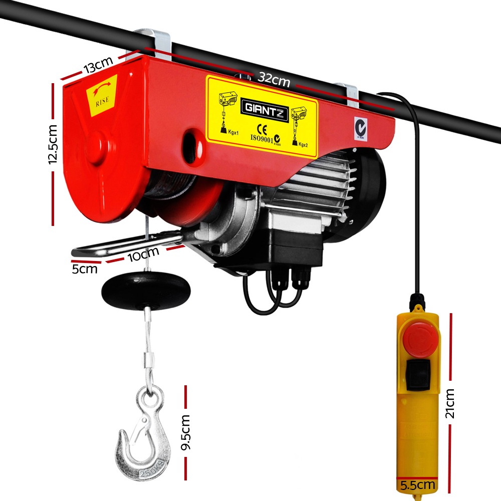 Giantz Electric Hoist Winch 125/250KG Rope Tool Remote Chain Lifting