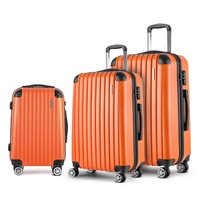 3pc Luggage Sets Suitcases Orange Trolley TSA Hard Case Lightweight