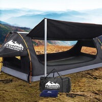 King Single Swag Camping Swags Canvas Free Standing Dome Tent Grey
