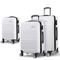 3pc Carry On Luggage Sets Suitcase TSA White Hard Case Lightweight