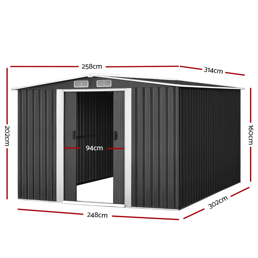 Garden Shed 2.57x3.12x1.78M Storage Sheds Double Door 