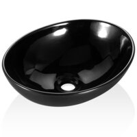 Cefito Bathroom Basin Sink Ceramic Vanity Above Counter Bowl Basins Black Oval