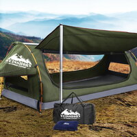 King Single Swag Camping Swags Canvas Free Standing Dome Tent Bag