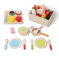 Keezi Kids Pretend Play Food Kitchen Wooden Toys Childrens Cooking Utensils Food