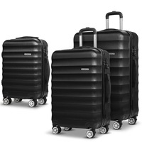 3pc Luggage Sets Suitcase Set TSA Black Hard Case Lightweight