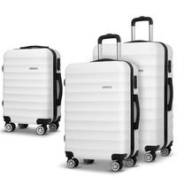 3pc Luggage Set Suitcase Sets TSA Hard Case Lightweight White