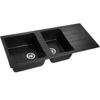 Kitchen Sink Stone Double Bowl Black Top/Undermount 1160x500mm