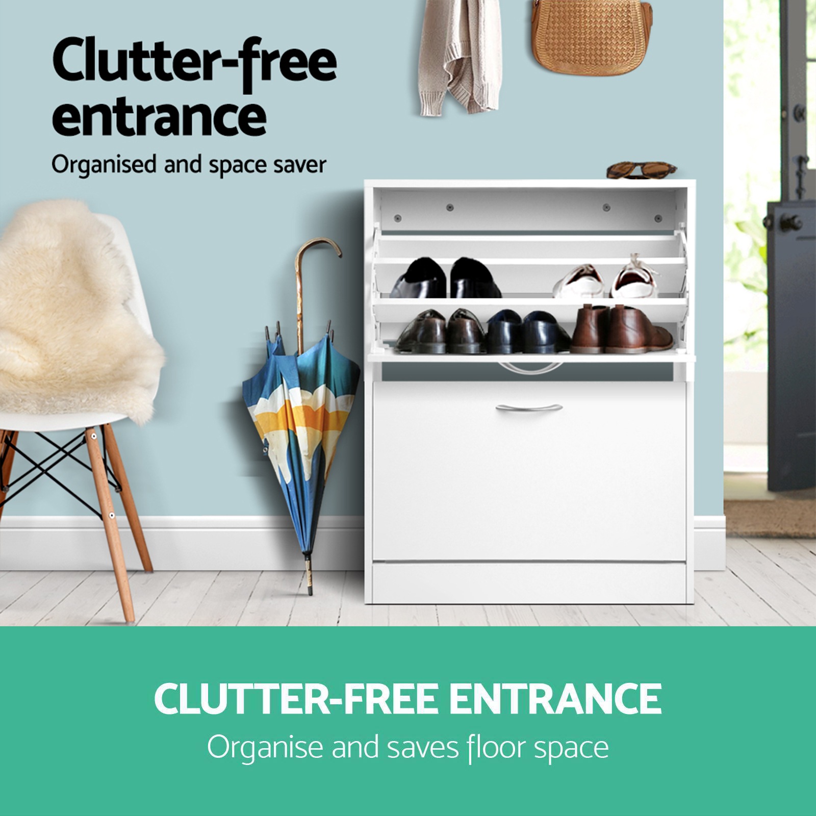 Artiss Shoe Shoes Storage Rack 24 Pairs Wooden Organiser Shelf