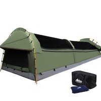Weisshorn King Single Swag Camping Swags Canvas Tent Deluxe Aluminum Poles Celadon