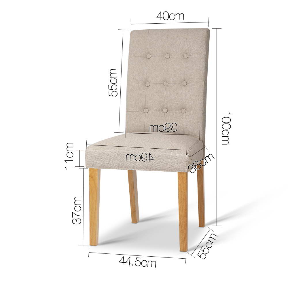 2x Artiss Dona Dining Chair Fabric Foam Padded High Back Wooden Kitchen Beige Buy Dining Chairs Sets Of 2 9350062127087