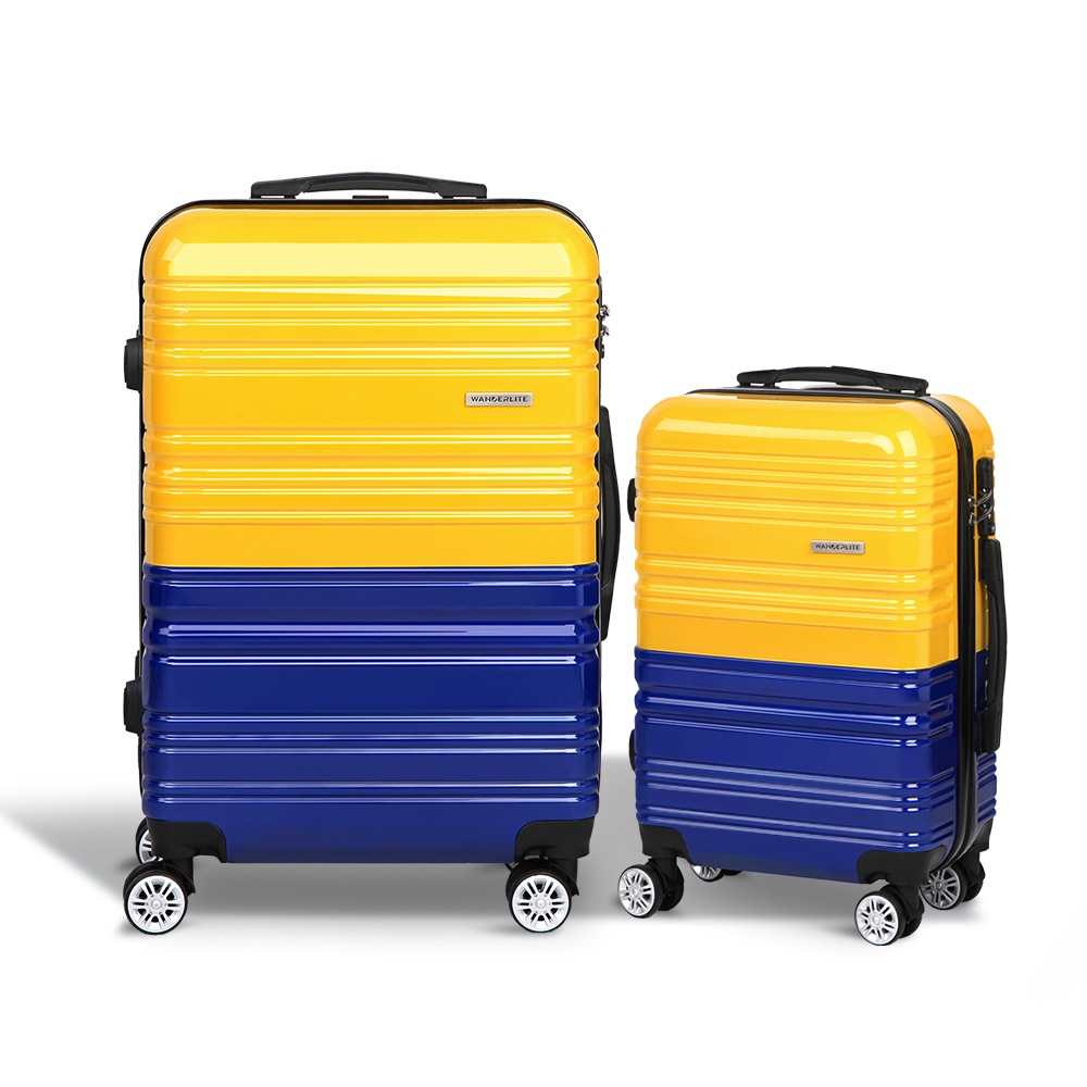 2pc Luggage Sets Yellow Suitcase Set TSA Hard Case Lightweight Buy 2