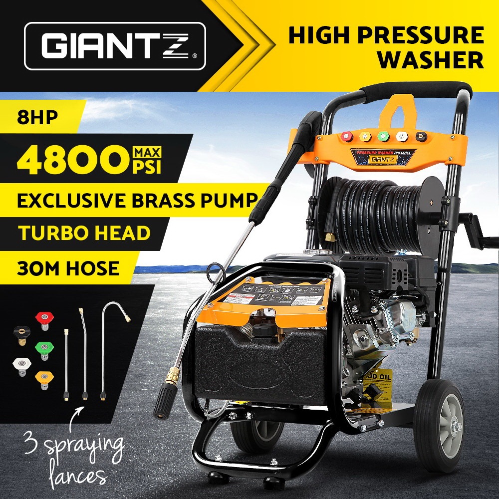 Petrol High Pressure Washer Pump 4800PSI 8HP Water Cleaner Gun Gurney
