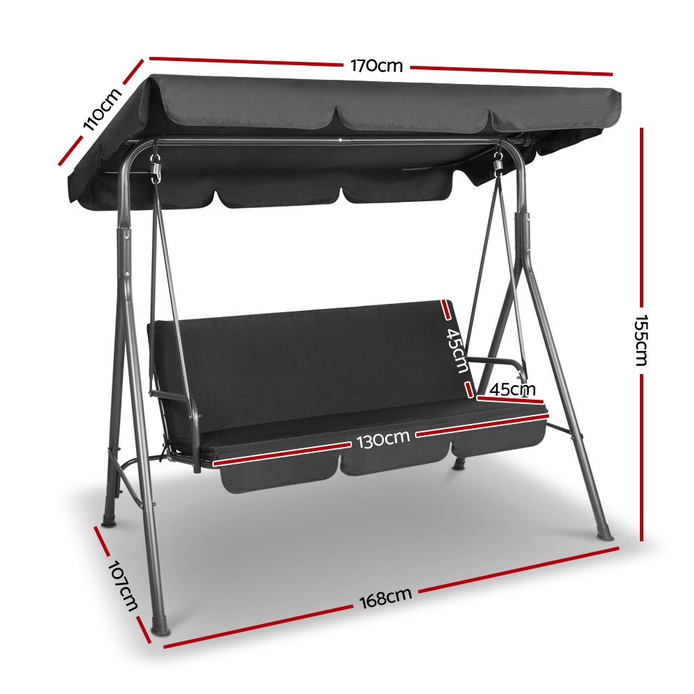 Outdoor Swing Chair Hammock 3 Seater Garden Bench Canopy Furniture