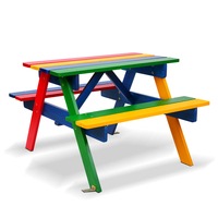 Keezi Kids Picnic Table Bench Set Children Wooden Outdoor Indoor Chair Garden