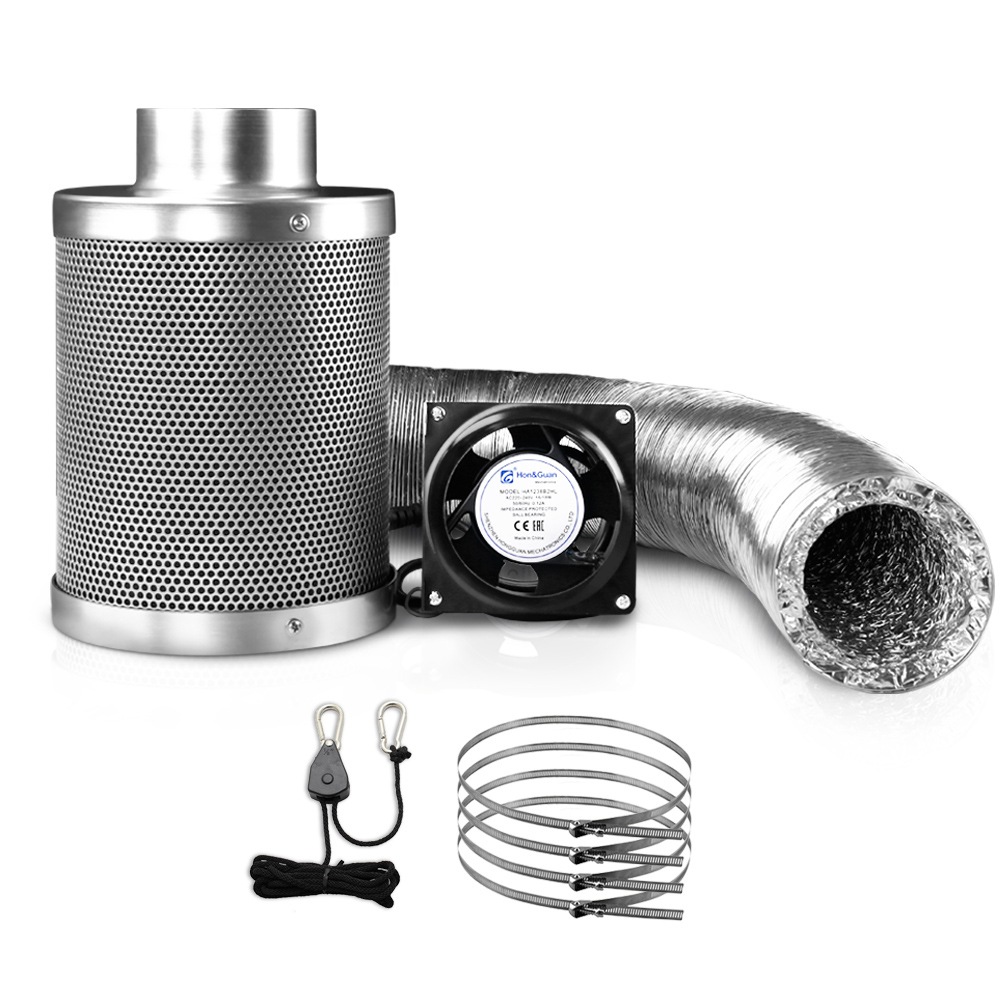 4"Hydroponics Grow Tent Kit Ventilation Kit Fan Carbon Filter Duct