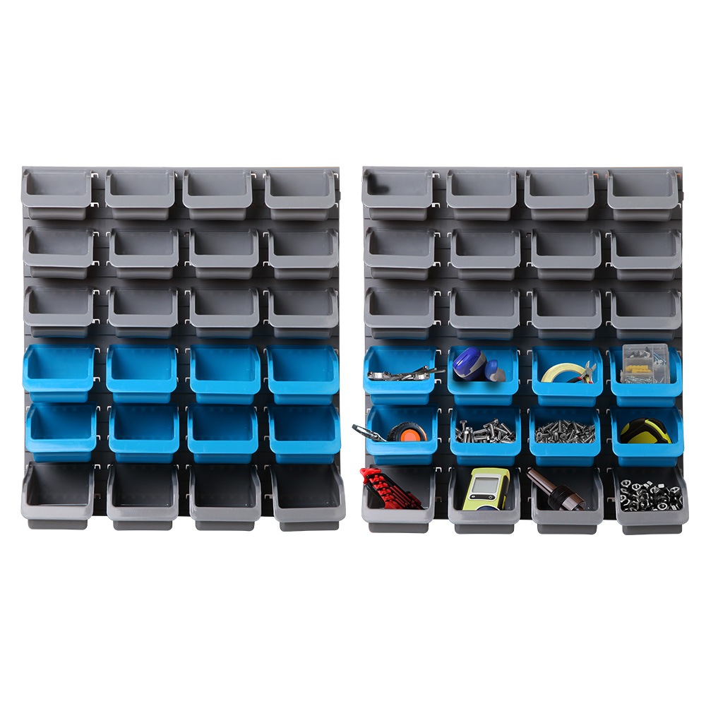 Giantz 48 Storage Bin Rack WallMounted Garage Tool Parts Organiser
