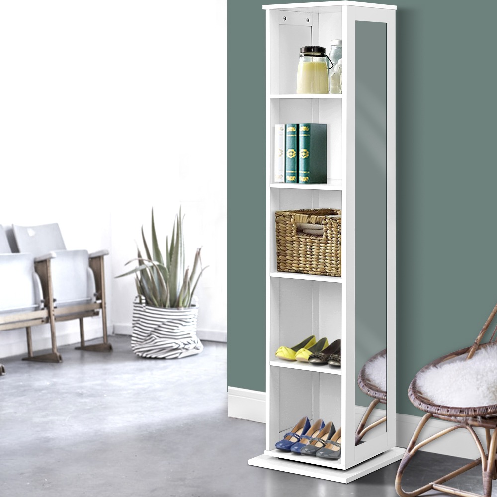 Bathroom Storage Cabinet Mirror Display Shelf Bookcase