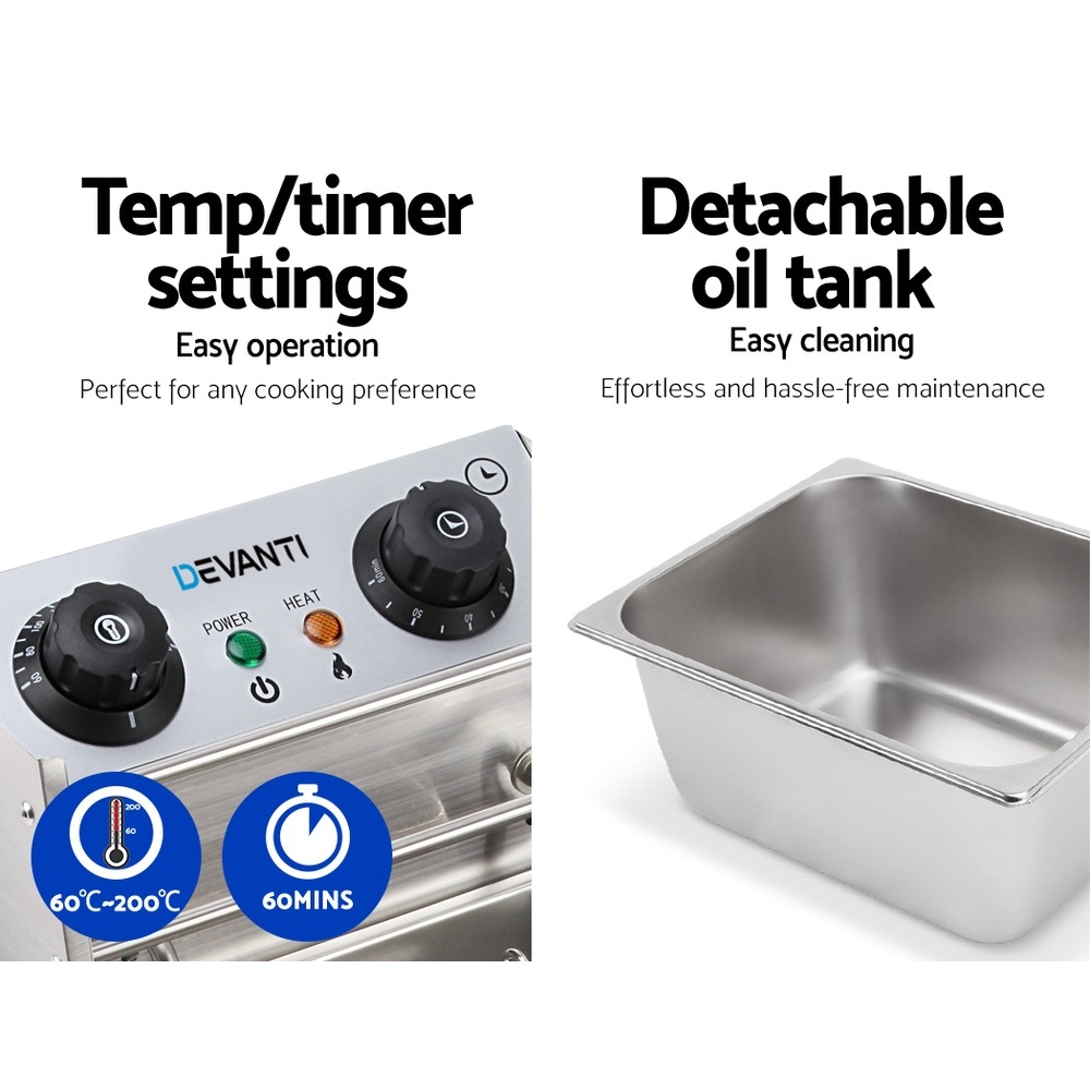 Devanti Commercial Electric Single Deep Fryer Silver Buy Commercial