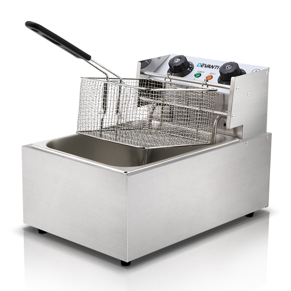 Devanti Commercial Electric Deep Fryer Basket Chip Cooker Stainless ...