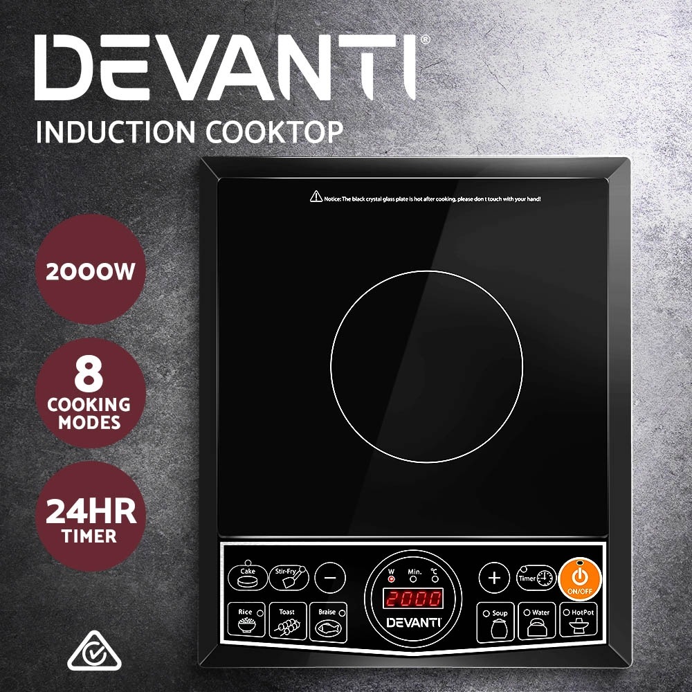 Devanti Electric Induction Cooktop Portable Ceramic Cook Top Kitchen
