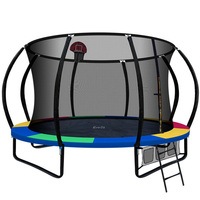 12FT Trampoline Round Trampolines Basketball set Kids Mat Net Pad