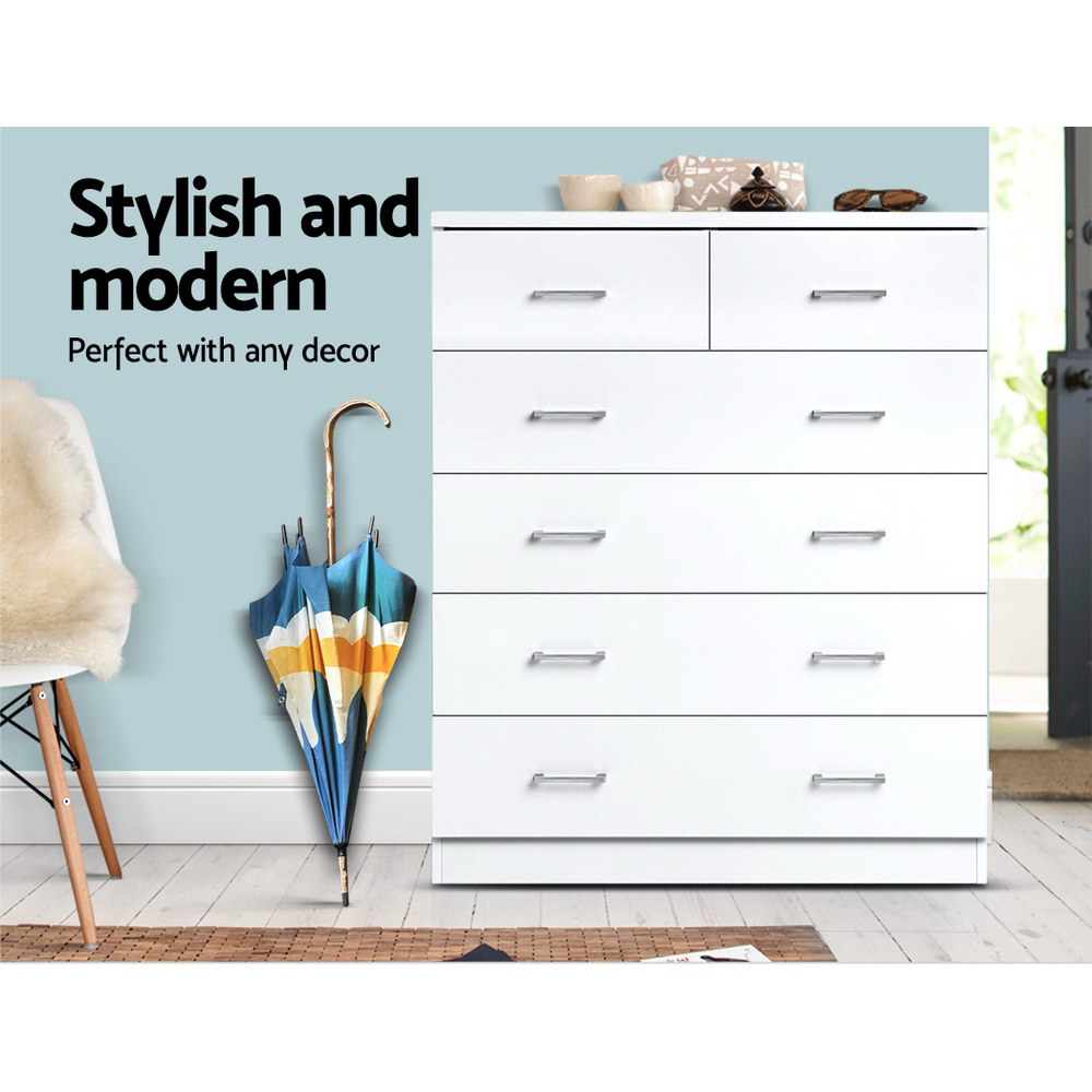 Artiss Tallboy Dresser Table 6 Chest Of Drawers Cabinet Bedroom