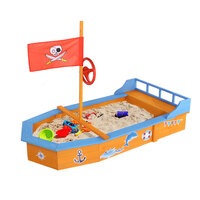 Keezi Kids Boat Sandpit Toys Box Wooden Outdoor Play Sand Pit Children Large