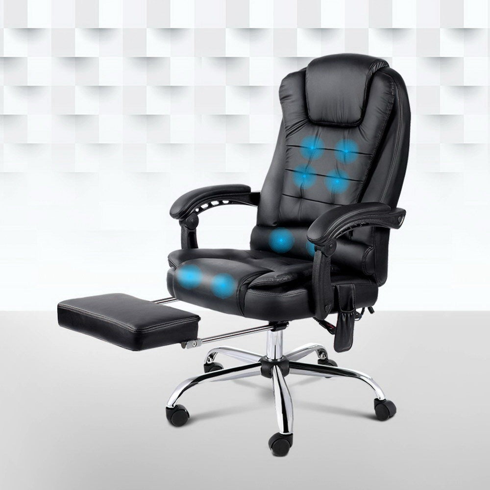 Artiss 8 Point Massage Office Chair Heated Reclining Gaming Chairs Black Buy Massage Office