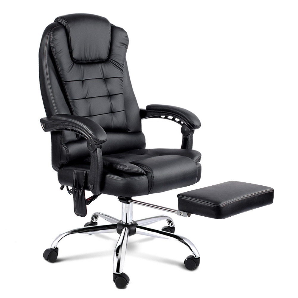 8 Point Massage Office Chair With Retractable Footrest Black 308514 07 