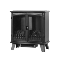 Devanti Electric Fireplace Fire Wood Heater Portable 3D Realistic Log Fire Flame Effect Dual Door Metal Frame 1800W Quick Heating Winter Warm Home Office