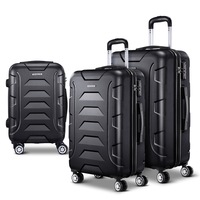 3PC PP Luggage Sets Suitcases TSA Travel Lightweight Hard Case Black