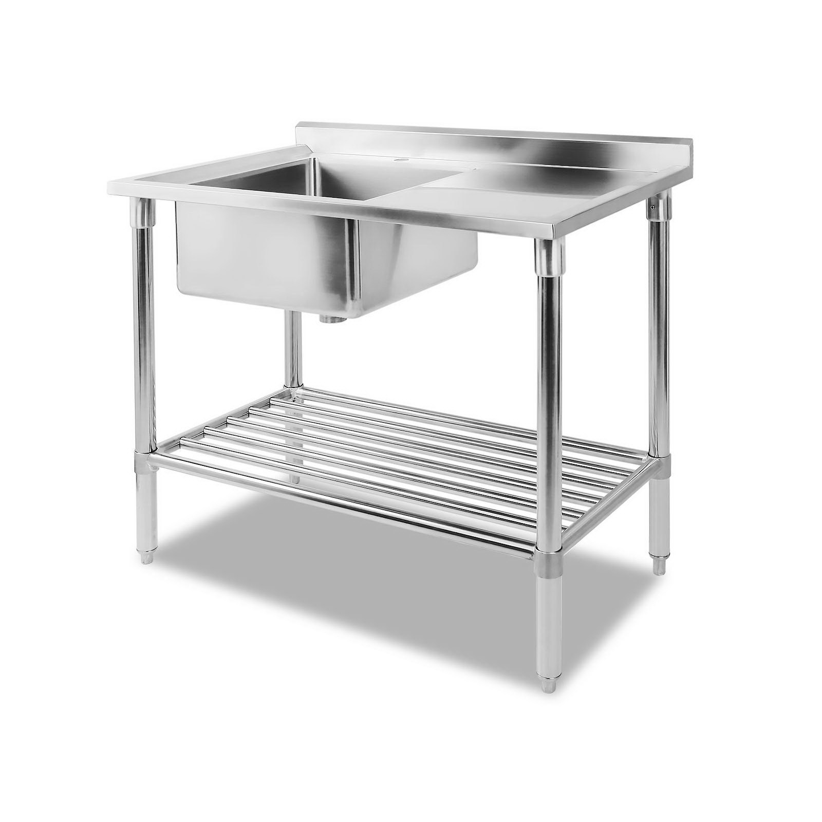 Stainless Steel Sink Bench Kitchen Work Benches Single Bowl 100x60