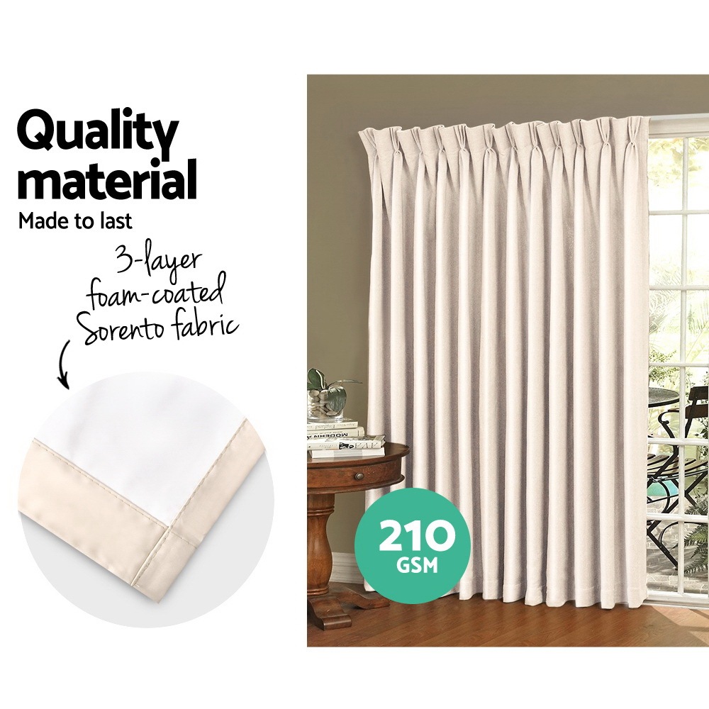 Art Queen 2x Blockout Curtains Pinch Pleat Blackout Room