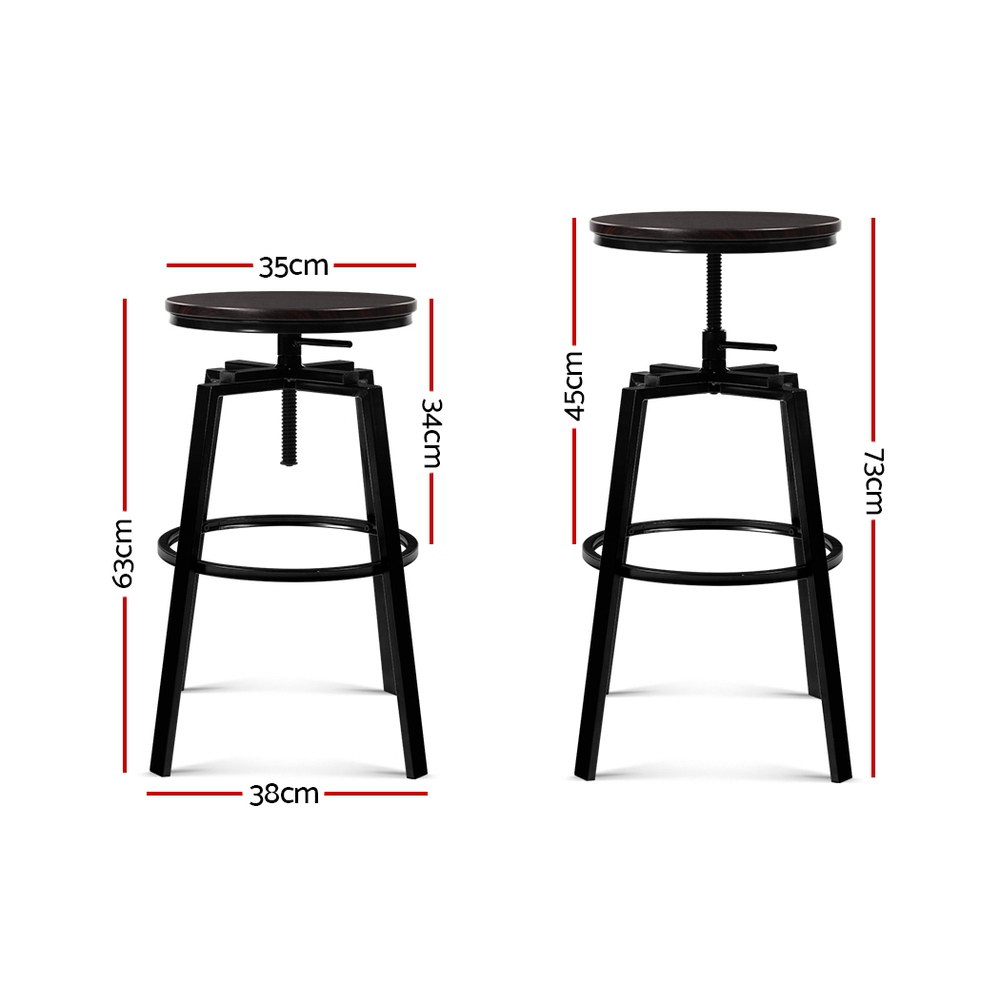 Artiss 2 x Vintage Bar Stools Retro Kitchen Swivel Bar Stool Industrial